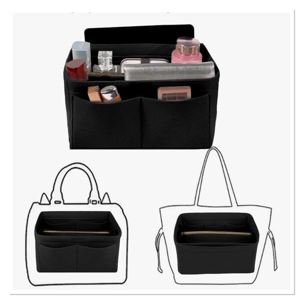 Black Felt Tote Bag Organizer Insert